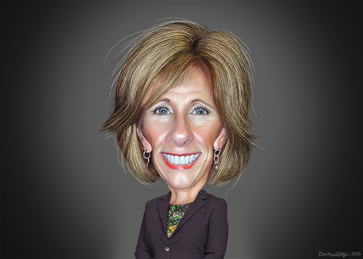 Caricature of Betsy DeVos