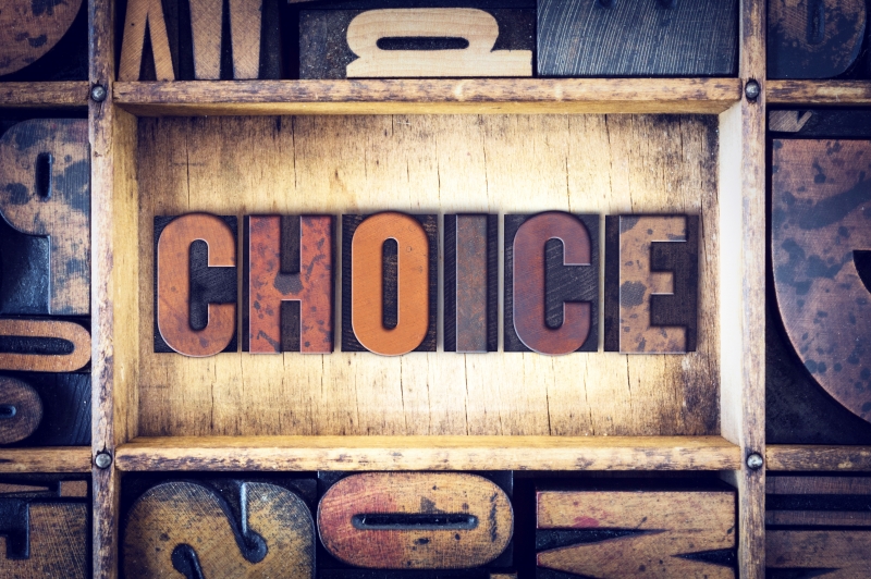 The word choice in a wooden box