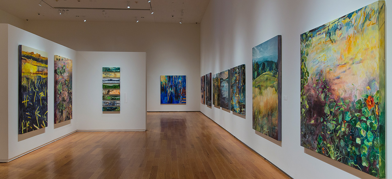 Bunny Harvey: Four Decades Works of art by Wellesley Professor Bunny Harvey hang in a gallery