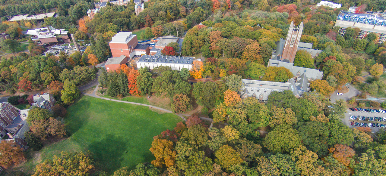 The Campaign for Wellesley Launches Today An aerial shot of the Wellesley College campus in the fall