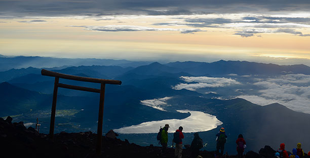 hikers on Mt. Fuji