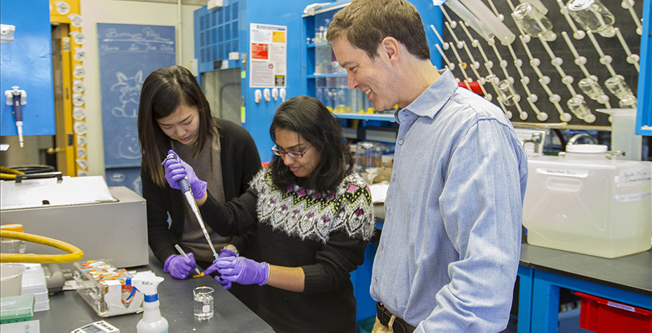 Professor Marc Tetel and students in his lab