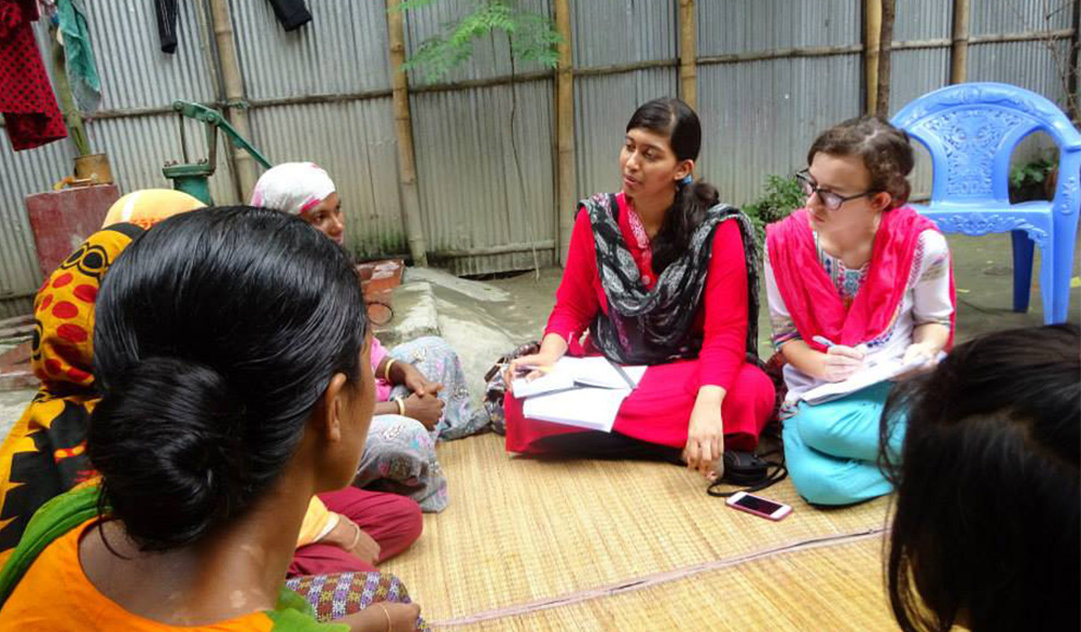 Students Honored for Work on Hunger-Related Issues Alexandra Saueressig ’19 (far right) was honored at the 2015 Borlaug Dialogue for research she did during an internship in Bangladesh.
