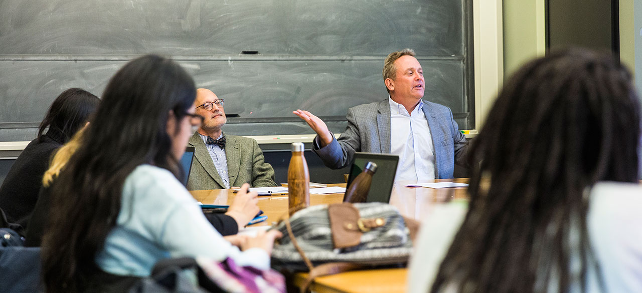 WGBH Profiles Class that Encourages Students to Consider Different Viewpoints Professors Tom Cushman and Jonathan Imber lead a class.