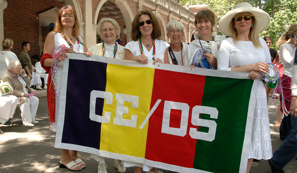 Davis Degree Program Celebrates 45 Years Continuing Education/Davis Scholar Alumnae hold a banner reading CE/DS