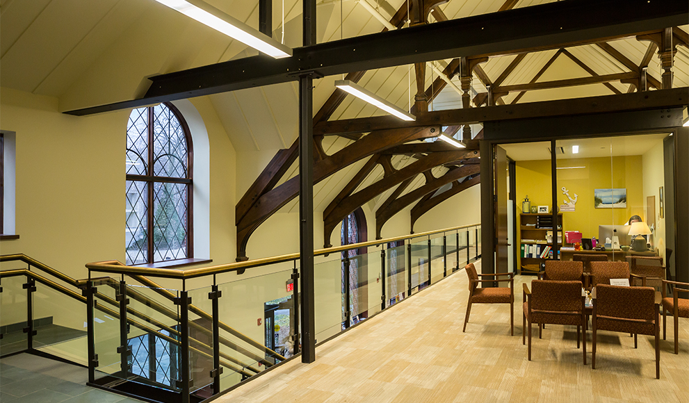 Schneider Center Wins Design Award From Boston Society of Architects Interior image of Wellesley's Schneider Center