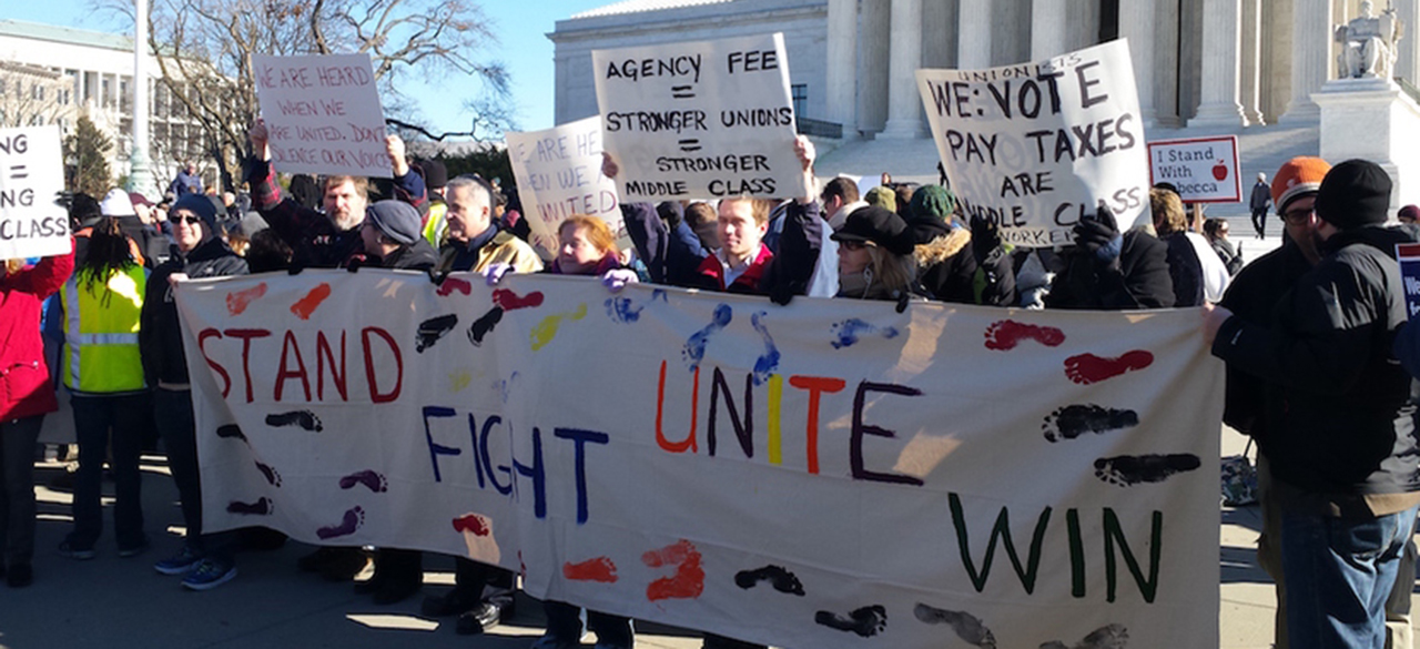 Wellesley Lecturer Weighs In On Landmark Supreme Court Case Protesters rally outside the Supreme Court as the court heard arguments in Friedrichs v. California Teachers Association