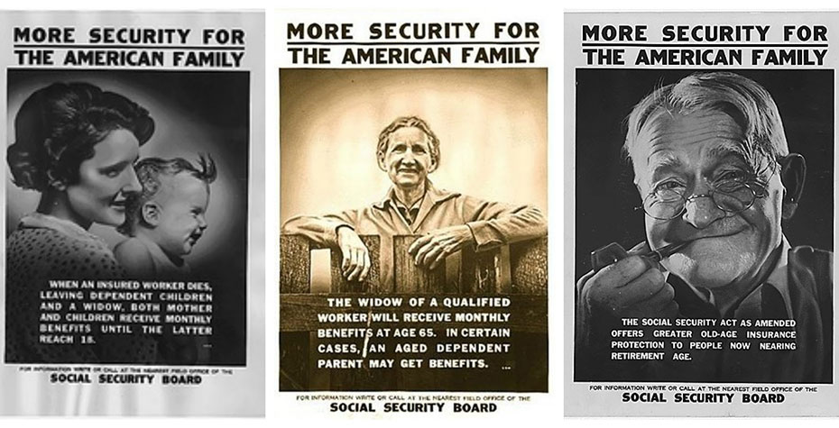 three vintage social security posters