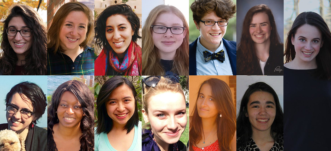 Award-Winning Recent Graduates Will Study, Research, and Teach Around the World Faces of thirteen award-winning recent graduates