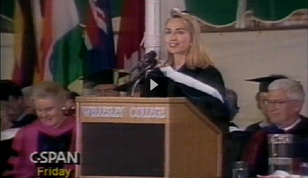 screen shot of Clinton at podium from CSPAN video