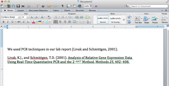 EndNote in action Screen capture of EndNote citation