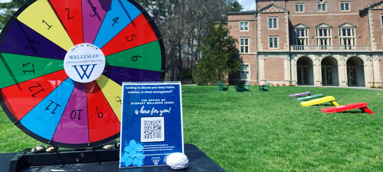 Wellness wheel outside of alumnae hall