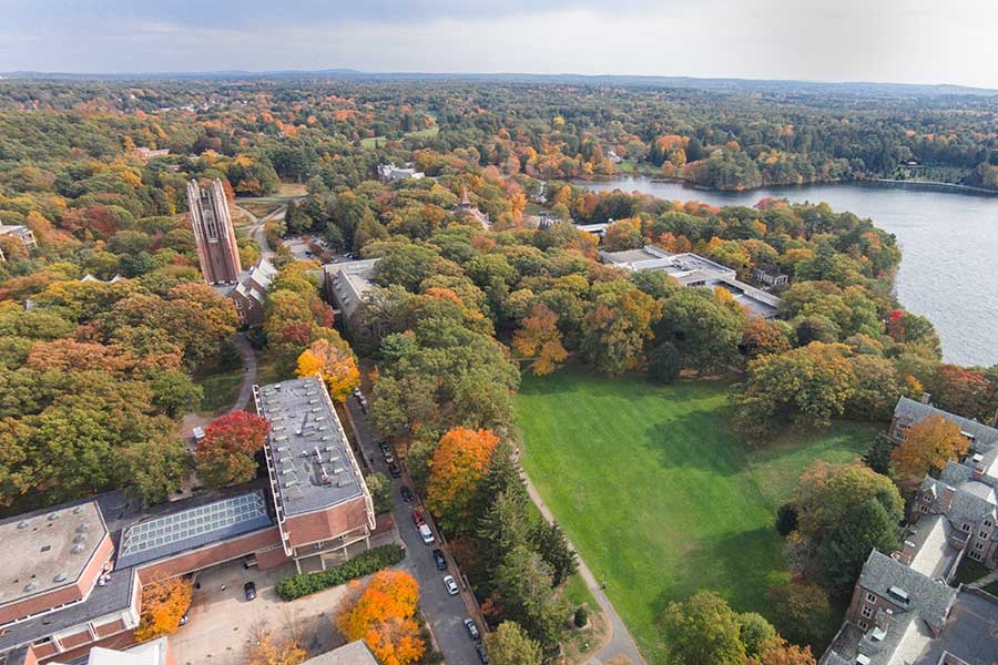 aerial view of Wellesley College campus