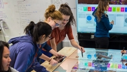 Wellesley HCI Lab Receives State-of-the-Art MultiTaction Displays Students use MultiTaction display in Wellesley's Human Computer Interaction Lab