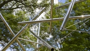 Student's Photo Captures Kenneth Snelson’s Sculpture Mozart III Photo of Kenneth Snelson's Sculpture Mozart III on the Wellesley College campus