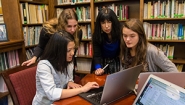 NSF Grant Enables Social Science Research Professor Rosanna Hertz and her student researchers. From left, Jamie Yang ’17, Rebecca Schwarz ’16, Hertz, and Jackie McGrath ’17.