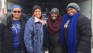 Wellesley Alumnae Aid Flint Residents Marseille "Mars" Allen '01, Jamilah Freeman '02, Dana Weekes '03, and Hollee Mangrum-Willis '04 in Flint, Michigan.