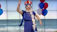 Alumna Competes in "Live with Kelly" 4th of July Episode Dance Contest Melissa Jo Zambrana '16 dressed in red, white and blue, ready to compete a television Dance Contest