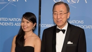 Amy Yee '96 with Ban Ki Moon at UNCA Awards