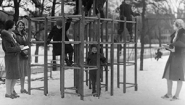 Children on jungle gym at Child Study Center circa 1925