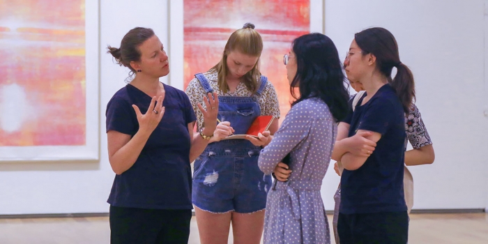 The Davis Museum’s Fall 2018 Season Opens September 20 with “Christiane Baumgartner: Another Country” Students take notes on new exhibits at the Davis Art Museum for the fall 2018 season.