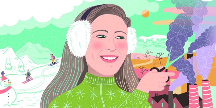 New Issue of “Wellesley” Magazine Focuses on the College Community’s Efforts to Protect the Environment Federica Bordoni's illustration of Elizabeth Burakowski ’03