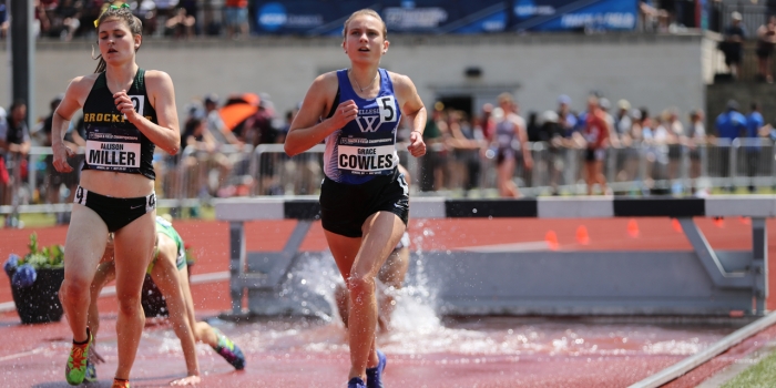 Wellesley Looks Back on the Past Year in Athletics and Ahead to the Next A Wellesley student runs on a track.