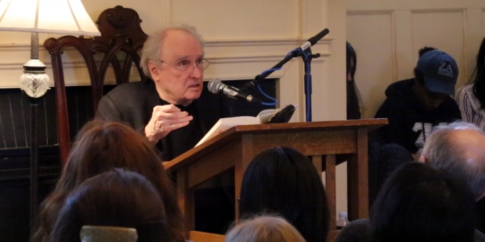 Wellesley English Professor Frank Bidart Wins 2018 Pulitzer Prize for Poetry Frank Bidart sits at the front of a lecture room, reading from his Pulitzer Prize winning collection of poems.