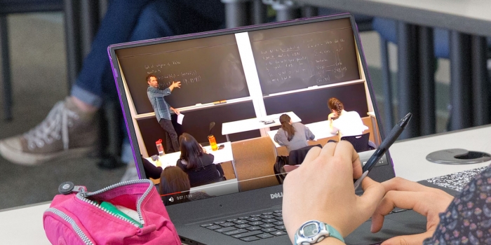 Spotlight on Teaching: Innovative Use of Video in the Classroom Student watches class on her laptop