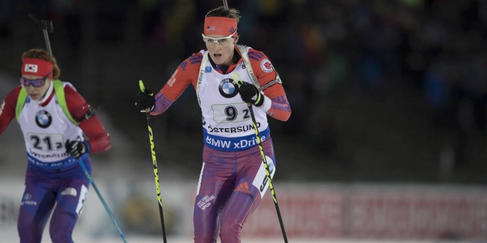 Wellesley Congratulates First Alumna U.S. Olympian Clare Egan '10 skis in a biathlon event