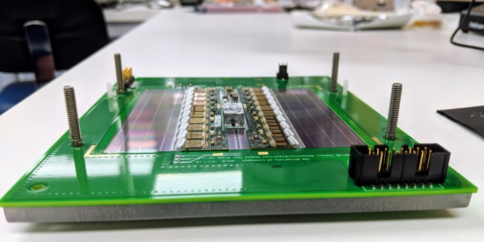 Catherine Nicoloff DS ’19 Awarded the 2018 Barry Goldwater Scholarship for Physics Research A module reception station for a particle physics detector with its protective case removed.