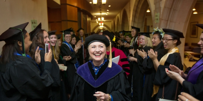 Commencement Day 2017 Hillary Rodham Clinton '69 processess by the Class of 2017
