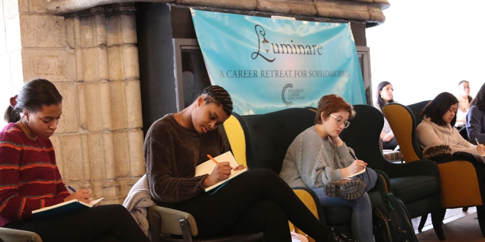 During Winter Break, Wellesley Career Education Retreat Helps Sophomores Plan for the Future Students work on an assignment