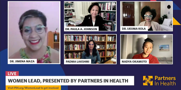 Women in Leadership: President Johnson Joins Conversation to Recognize International Women’s Day Dr. Jimena Maza, President Johnson, Ijeoma Kola, Padma Lakshmi, Nadya Okamoto