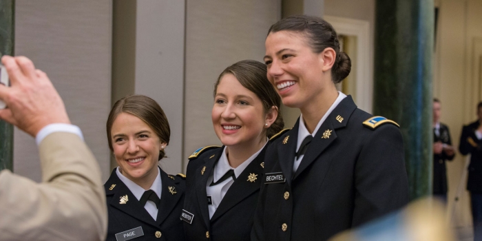 Three Wellesley ROTC Cadets, 2017 Graduates, Will March to a Military Beat Wellesley graduates Anna Page, Hailey Webster, and Caroline Bechtel were promoted from ROTC cadets to second lieutenants in the army