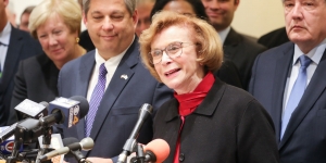 Harriette Chandler ’59 to Serve as Massachusetts Senate President State Senator Harriette Chandler speaks to reporters at the statehouse on December 4, 2017