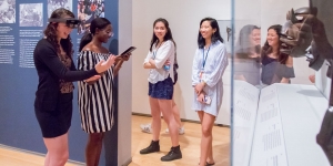 Collaboration Between the Davis Museum and the HCI Lab Reveals Tools that Can Change the Way We View Art Student Interns use augmented reality technology at the Davis Art Museum.
