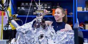 Wellesley Student Awarded 2019 Goldwater Scholarship for Biochemistry and Astrobiology Research A student works in a lab space