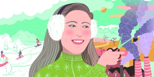 New Issue of “Wellesley” Magazine Focuses on the College Community’s Efforts to Protect the Environment Federica Bordoni's illustration of Elizabeth Burakowski ’03