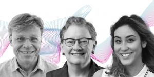 “Engineering Rules” that Shape the World’s Economy? We’re Listening. Headshots of three people. Two women and one man.
