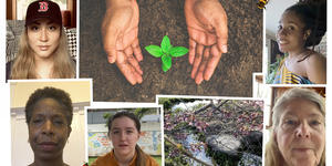 Wellesley Creates a Community-Style Poem to Virtually Celebrate Earth Day’s 50th Anniversary photo collage of people reading poety