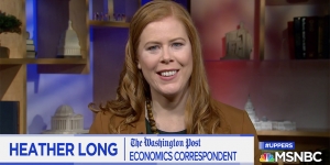 “Washington Post” Economics Correspondent Heather Long ’04 Says Her Liberal Arts Degree Prepared Her to Take Leaps A woman speaks to a camera.