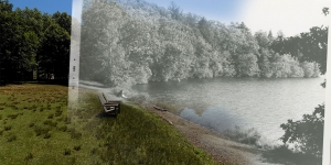 Student’s Interactive Map Project Shows Wellesley’s Past and Present The bank of Lake Waban present day and archival photos.