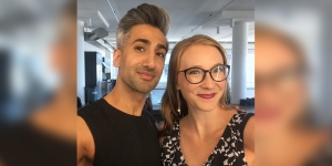 Can You Believe!? Wellesley Alumna Edits “Queer Eye” Star’s New Memoir A selfie with Tan France and Hannah Braaten