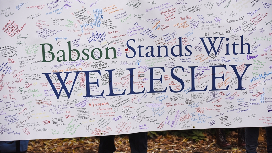 banner of support from Babson