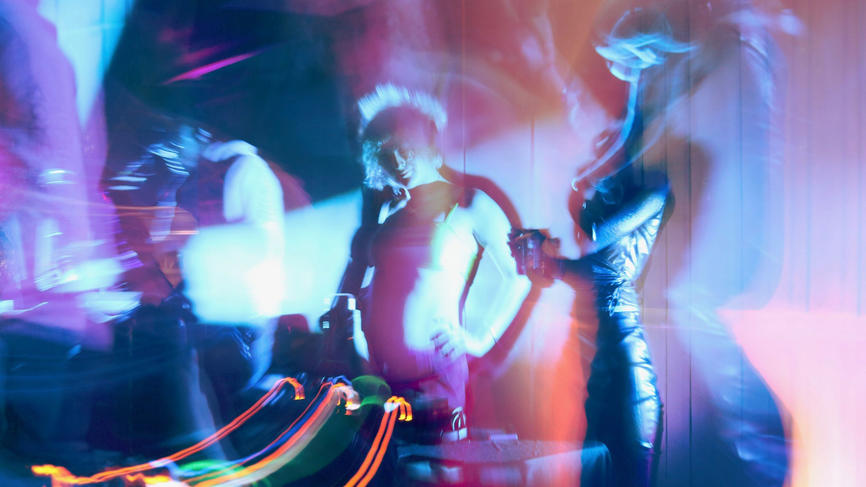 neon lights at a party