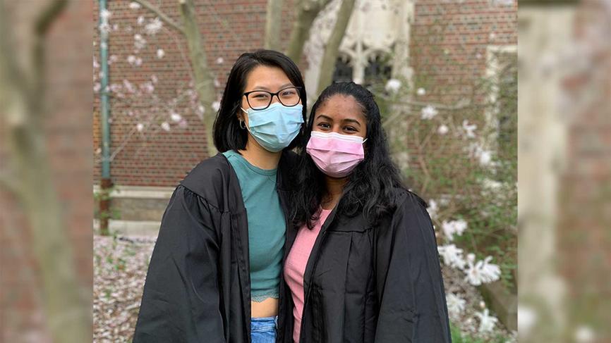 Isha blockmate Katherine Chan ’21 wearing commencement robes