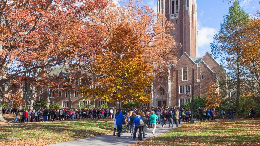 the community gathers on the Academic Quad