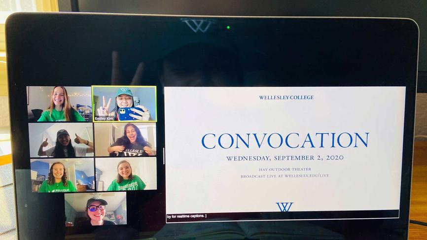 image of a computer screen livestreaming convocation