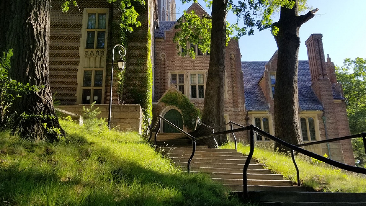 Founders Hall in the summer.